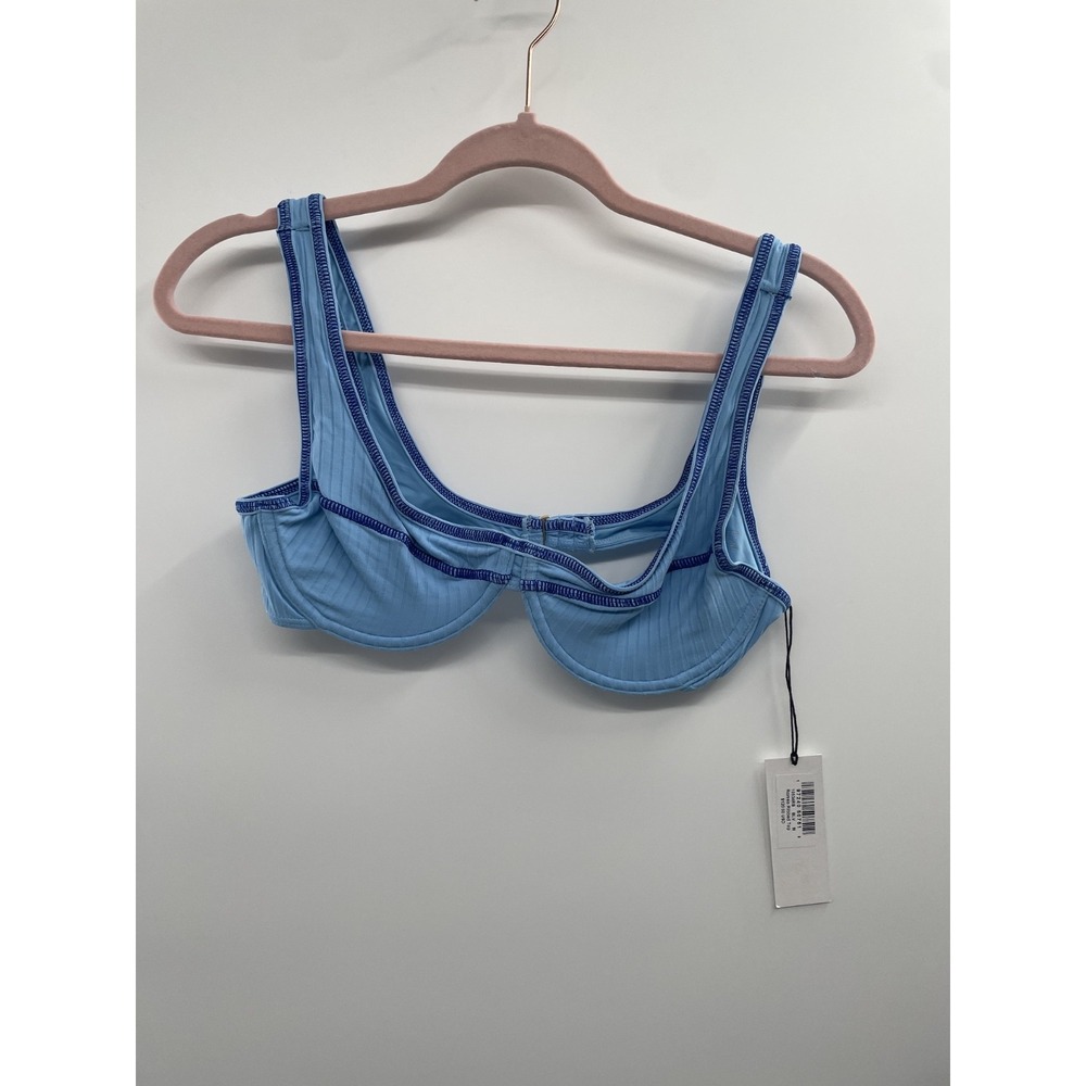 NWT‎ Frankies Bikinis Romeo Underwire Bikini Top Women's Medium Sky Blue Classic